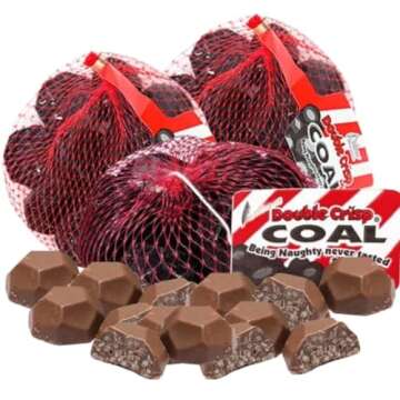 Funny Holiday Gift Packs, Chocolate Coal Mesh Covered Sacks, Stocking Stuffers, Christmas Candy Bowl...