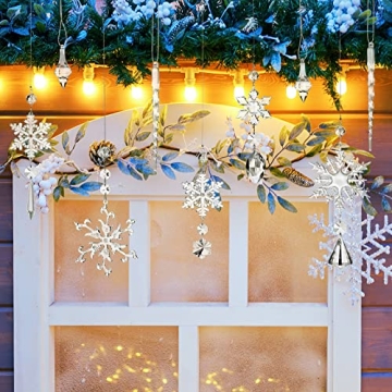 Zopeal 16 Pcs Christmas Crystal Snowflake Ornaments for Christmas Tree Iridescent Hanging Acrylic Snowflake Icicle Ornaments with Rope for Xmas Tree Winter Party Decor (Cute Style)