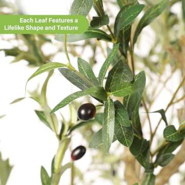 FEELEAD Faux Olive Tree 7ft - Realistic Artificial Olive Tree 7 Feet Indoor (84") - Tall Fake Potted...