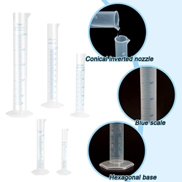 Ira Pollitt Set of 5 Plastic Graduated Cylinders for Science Labs