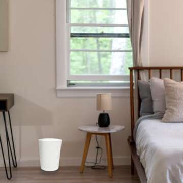 DAJITRE 1.8 Gallon Small Trash Can Wastebasket Recycling Bin Slim Profile for Compact Spaces Bathroom, Office, Bedroom, Kitchen (1.8 Gallon, White)