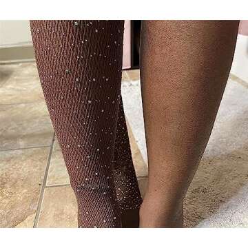 Betteraim Women's Rhinestone Fishnet Tights Sparkle Fishnet Stockings Carnival Glitter Tights (as1, ...