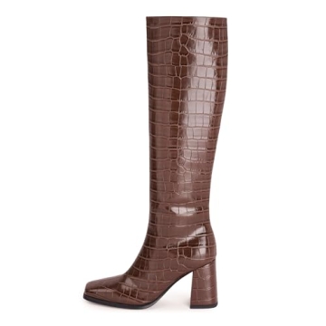 Stylish Modatope Brown Knee High Boots for Women
