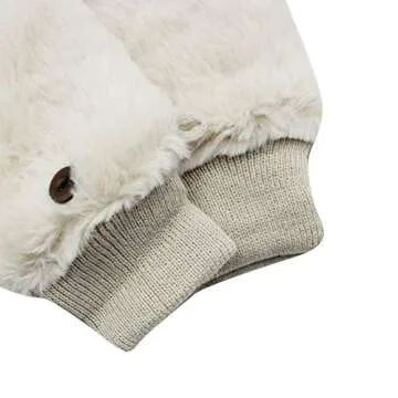 BOLLEY JOSS Women Girls Winter Warm Gloves Mittens Soft Faux Fur Wool Convertible Fingerless Gloves with Cover