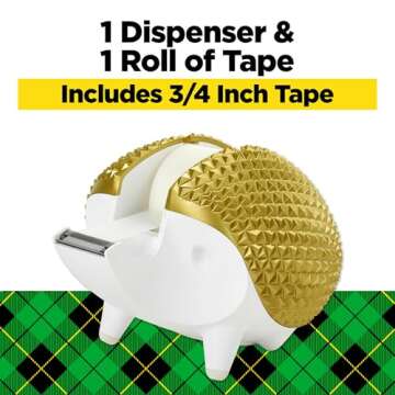 Scotch Hedgehog Tape Dispenser, Great for Gift Wrapping, Includes 34 in x 350 in Tape Roll