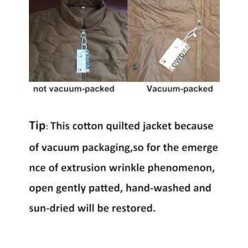 COWOKA Women's Lightweight Zip Up Outerwear Coat Quilted Jacket Warm Down Puffer Jacket With Pockets Light Khaki M