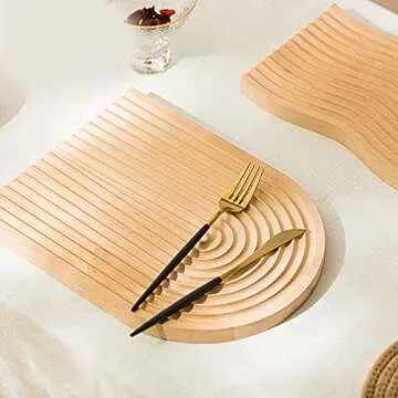 Poitemsic Creative Arch Bread Dessert Tray Wavy Wood Carving Board Cheese Fruit Cake Snacks Platters Serving Tray Photo Props Decoration