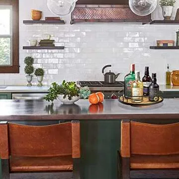 BOLUO Lazy Susan Organizer for Table Kitchen Countertop Turntable Small Farmhouse Wood Rotating Spice Rack 10 inch (LS02)