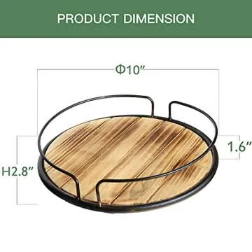 BOLUO Lazy Susan Organizer for Table Kitchen Countertop Turntable Small Farmhouse Wood Rotating Spice Rack 10 inch (LS02)