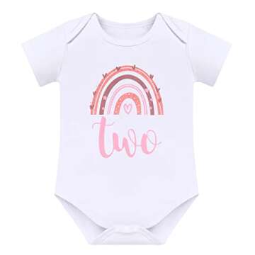 Baby Girls Rainbow 1st 2nd Birthday Outfit Romper Tutu Skirt with Diaper Cover Tulle Bloomers and Cr...