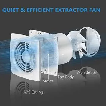Hon&Guan 6'' Home Ventilation Fan Bathroom Garage Exhaust Fan Ceiling and Wall Mount Exhaust Fan for Kitchen/Bathroom, Super Silent, Strong Exhaust (High CFM) 150D