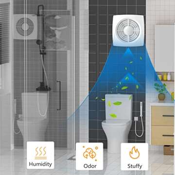 Hon&Guan 6'' Home Ventilation Fan Bathroom Garage Exhaust Fan Ceiling and Wall Mount Exhaust Fan for Kitchen/Bathroom, Super Silent, Strong Exhaust (High CFM) 150D