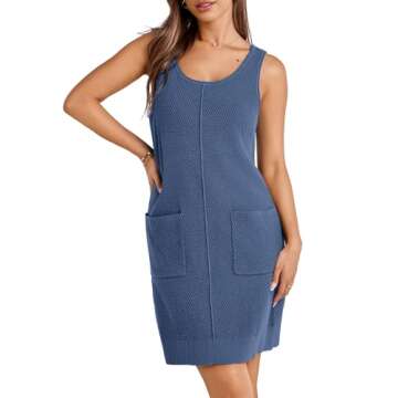 WIHOLL Womens Sleeveless Summer Dresses 2024 Casual Sundress Loose Bodycon Knit Crewneck Going Out Dress
