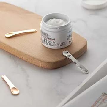 Tekson 6 Pieces Metal Cosmetic Skincare Spatula, Mini Mask facial Reusable Scoop, Makeup Beauty Spoons for Cream, Lotions, Moisturizers (Rose Gold, Gold, Silver)