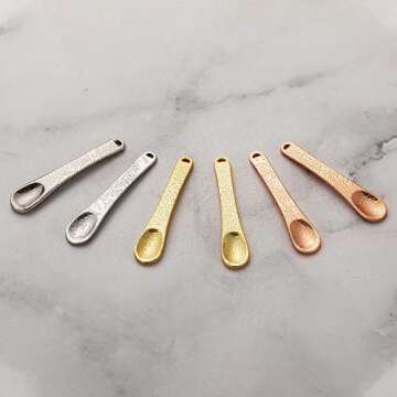 Tekson 6 Pieces Metal Cosmetic Skincare Spatula, Mini Mask facial Reusable Scoop, Makeup Beauty Spoons for Cream, Lotions, Moisturizers (Rose Gold, Gold, Silver)