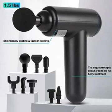 soieho Muscle Massage Gun Deep Tissue Percussion Massager, Handheld Deep Tissue Massager for Pain Relief, Massager with 32 Speeds, 4 Massage Heads & 4 Extra Massage Heads at The Bottom of The Box