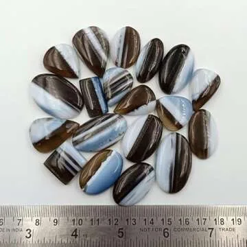 SGM Shop™ Natural Owyhee Blue Opal Cabochon Loose Gemstone Flat Back Mix A+ Quality For Jewelry Making, Crafts & DIY, Wedding Gift, Healing Chakra, Wire Wrapping Crystals-2 Pcs