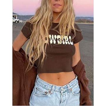 MISSACTIVER Women’s Y2K Graphic Crop Top - Casual Summer Tee