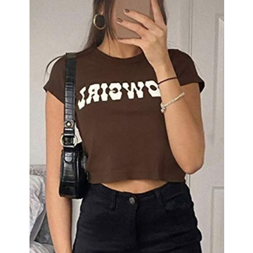 MISSACTIVER Women’s Y2K Graphic Crop Top - Casual Summer Tee