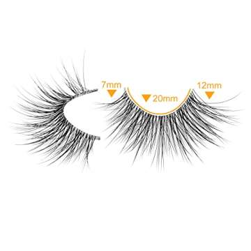 ALICROWN Wispy Half Lashes with Clear Band Wispy Lashes Natural Look 6 Pairs 3D Faux Mink Lashes Pack Half Lashes with Cat Eye