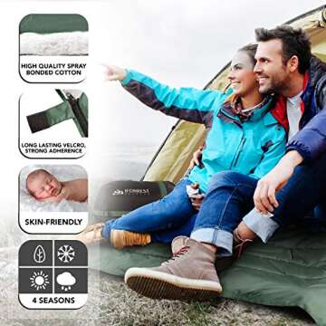 IFORREST Double Sleeping Bag for Adults - 2 Person Cold Weather Camping Bed, Extra-Wide & Warm - Que...