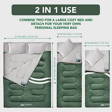 IFORREST Double Sleeping Bag - Extra-Wide & Warm for Camping