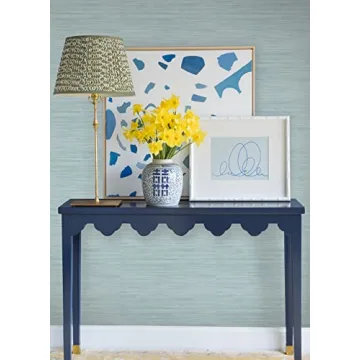 Sky Blue Faux Grasscloth Wallpaper for Easy Home Updates