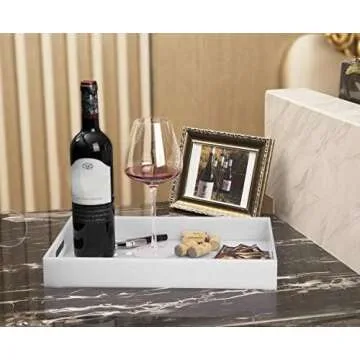 KEVLANG Glossy White Sturdy Acrylic Serving Tray for Home