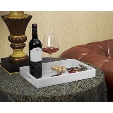 KEVLANG Glossy White Sturdy Acrylic Serving Tray for Home