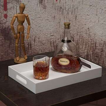 KEVLANG Glossy White Sturdy Acrylic Serving Tray for Home