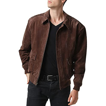 Landing Leathers Men's A-2 Suede Leather Flight Bomber Jacket - Big & Tall Available