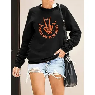 Halloween Sweatshirts for Women Comfortable Skull Shirts