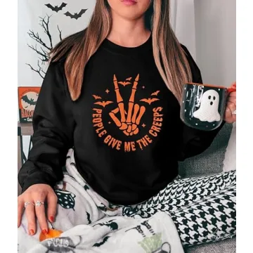 Halloween Sweatshirts for Women Comfortable Skull Shirts