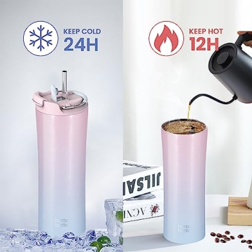 BOTTLE BOTTLE 18 oz Insulated Coffee Tumbler with Straw