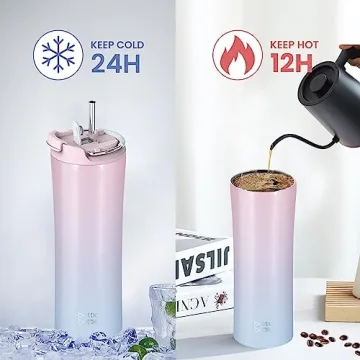 BOTTLE BOTTLE 18 oz Insulated Coffee Tumbler with Straw