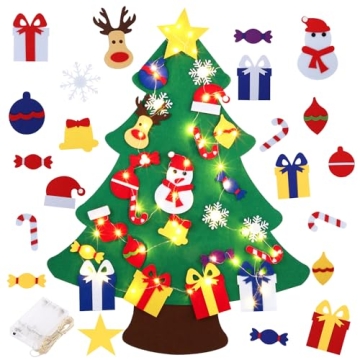 3FT DIY Felt Christmas Tree with 31 Ornaments for Kids
