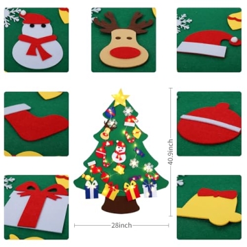 3FT DIY Felt Christmas Tree with 31 Ornaments for Kids
