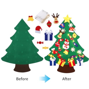 3FT DIY Felt Christmas Tree with 31 Ornaments for Kids