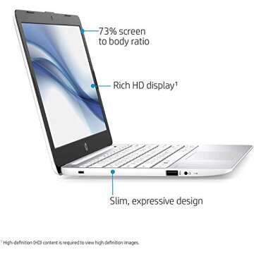 HP Stream 11.6-inch HD Laptop, Intel Celeron N4000, 4 GB RAM, 32 GB eMMC, Windows 10 Home in S Mode with Office 365 Personal for 1 Year (11-ak0020nr, Diamond White)