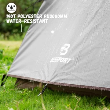 Bessport Camping Tent for 2 Person, Lightweight Backpacking Tent Waterproof Windproof Two Doors Easy Setup Double Layer Outdoor Tents for 3 to 4 Seasons, Suitable for Outdoor,Hiking,Camping
