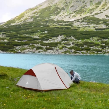 Bessport Camping Tent for 2 Person, Lightweight Backpacking Tent Waterproof Windproof Two Doors Easy Setup Double Layer Outdoor Tents for 3 to 4 Seasons, Suitable for Outdoor,Hiking,Camping