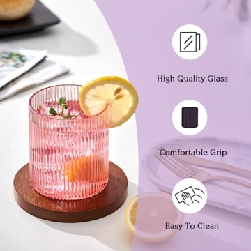 whatAmug Ribbed Drinking Glass Set for Stylish Gatherings