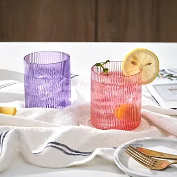 whatAmug Ribbed Drinking Glass Set for Stylish Gatherings