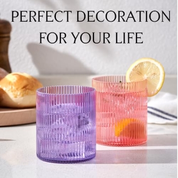whatAmug Ribbed Drinking Glass Set for Stylish Gatherings