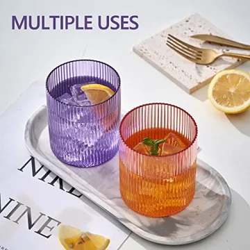 whatAmug Ribbed Drinking Glass Set for Stylish Gatherings