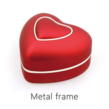 Wislist Necklace Box with Led Light Small Heart Shaped Earring Jewelry Case Insert Velevt for Proposal Engagement Wedding Ceremony Birthday Gift (Red)