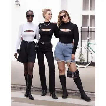 MANGOPOP Stylish Long Sleeve Bodysuit with Cutout Design