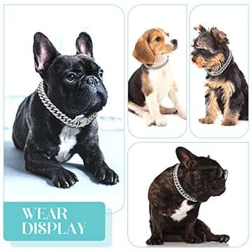 Tallew Dog Chain Diamond Collar Walking Metal Chain Necklace with Secure Buckle Pet Cuban Style Collar Jewelry Accessories for Small Medium Large Dog Cats