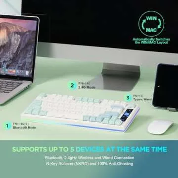 YUNZII YZ75 75% Hot Swappable Wireless Gaming Mechanical Keyboard, RGB Backlights, BT5.0/2.4G/USB-C, Dye Sub PBT Keycaps for Linux/Win/Mac(Gateron G Pro Yellow, Mint)