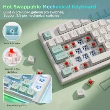 YUNZII YZ75 75% Hot Swappable Wireless Gaming Mechanical Keyboard, RGB Backlights, BT5.0/2.4G/USB-C, Dye Sub PBT Keycaps for Linux/Win/Mac(Gateron G Pro Yellow, Mint)